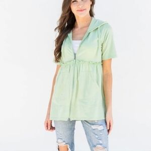 Evy's Tree The Alisha Green Striped Hooded Zip-up Size Large